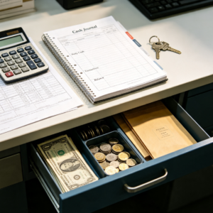 Cash journal and petty cash management